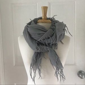 Madewell Large Gray Square Scarf with Fringes